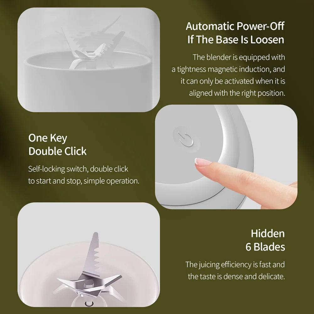 500ml Portable 2400mAh Wireless Fruit Mixers USB juicer Fresh Juice Bottle Blender Plus 6 Blades Food Milkshake Ice Crush Cup