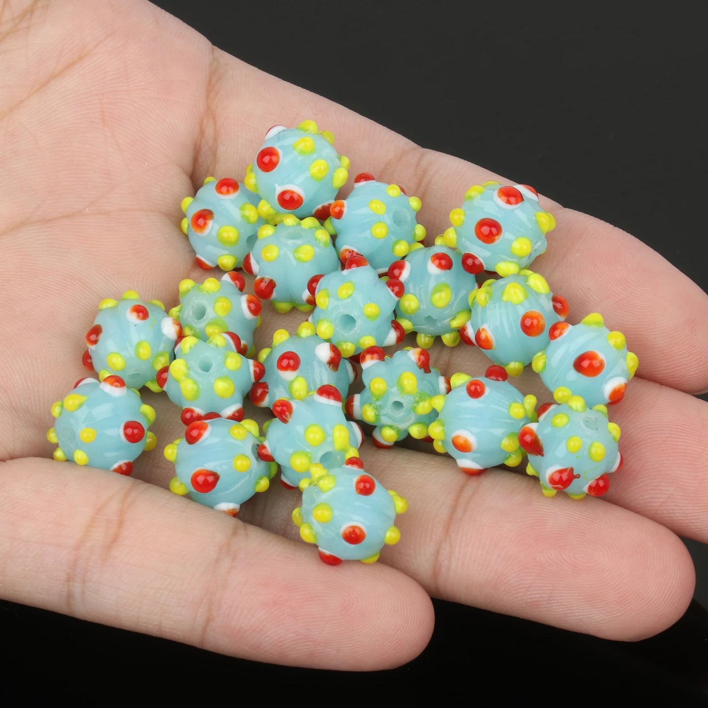 10mm Multicolor Murano Pumpkin Spot Lampwork Glass Loose Spacer Large Beads For Jewerly Making Diy Bracelet Earring Accessories