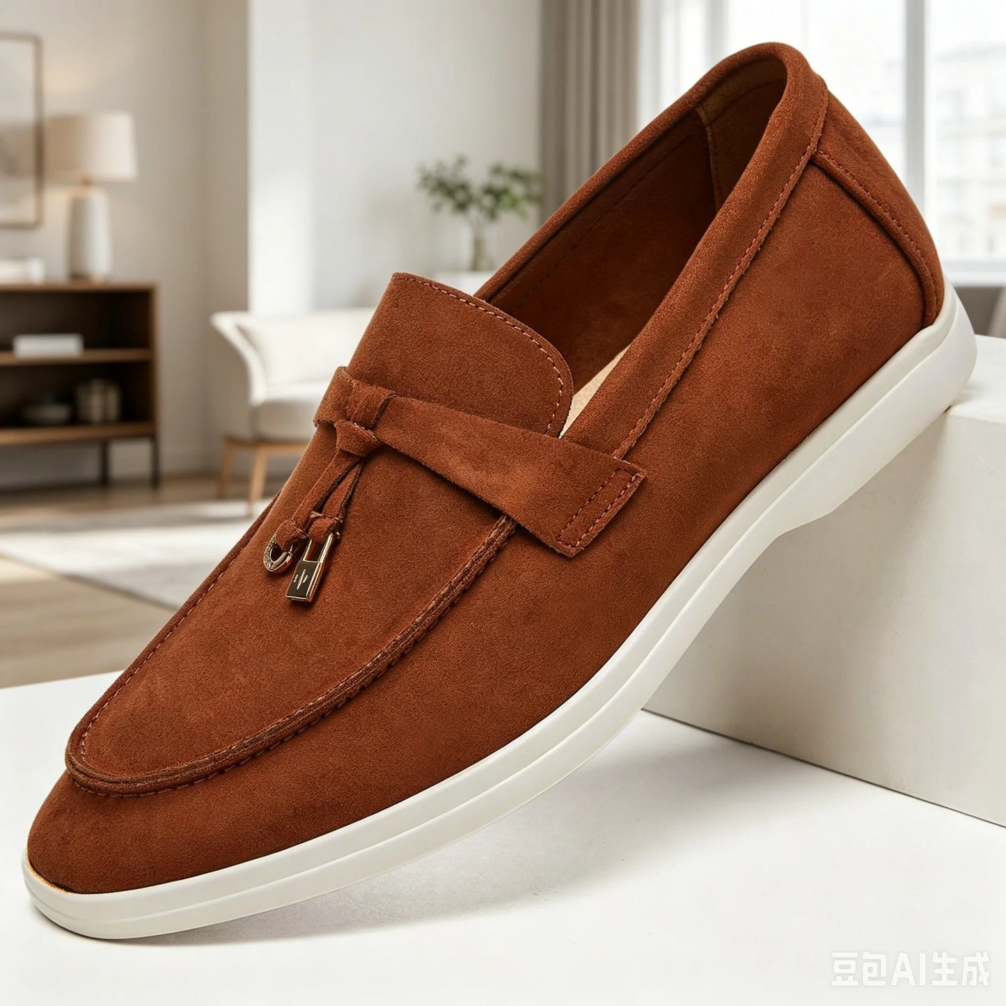 Men Suede Tassel Loafers Slip On Flat Sole Lightweight Non Slip Daily Office Driving Footwear 2026 New Desai
