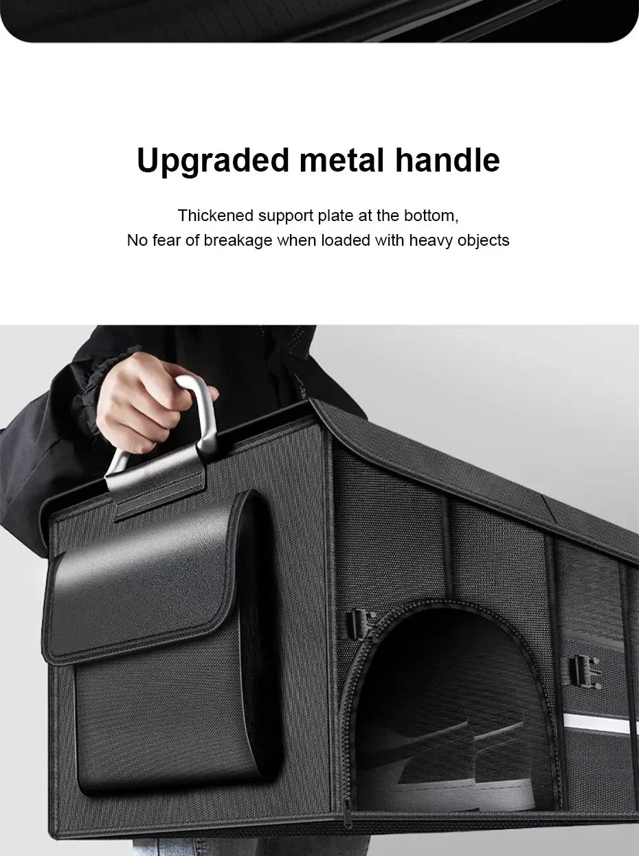 Foldable Trunk Storage Box Waterproof Oxford Cloth 110L Large-Capacity Car Organizer for Camping/Fishing Easy to Carry