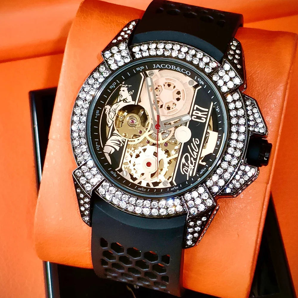TOP Very Hot Jacob & Co Original Brand Watches For Mens  Full Diamond Automatic Mechanical Wristatch High Quality AAA Clocks