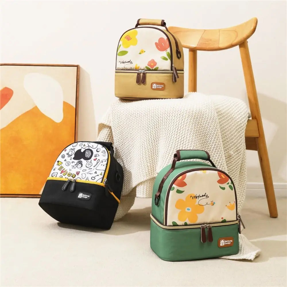 Multifunctional Maternity Backpack Double Layer Lightweight Breastmilk Cooler Bag Large Capacity Portable Lunch Bag Women Kid