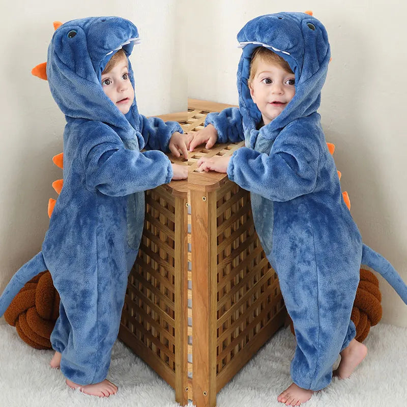 Baby Kigurumi Dragon Cow Monkey Animal Cosplay Costume Baby Girl Pajamas Winter Plush Jumpsuit for Toddler Boys 1 to 2 3 4 Years