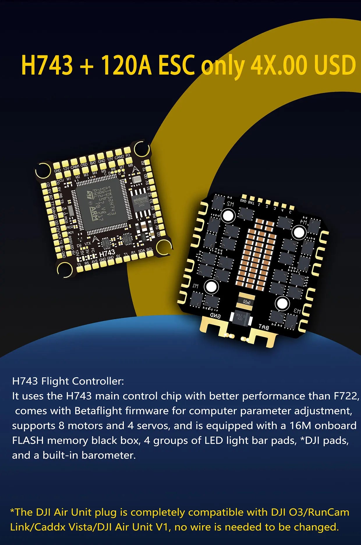 DAKEFPV H743 12S 120A stack ICM42688P H743 flight control FC Flight controller FPV stack for MARK4 13inch FPV Drone frame