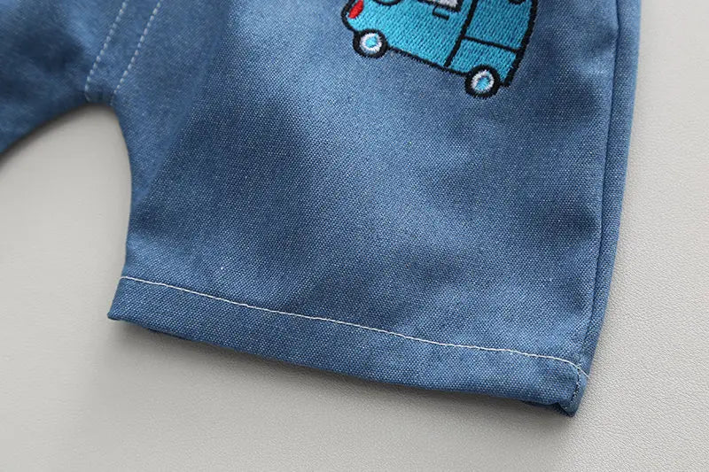 Summer Children Boys Infant Cotton Clothes Cars T Shirt Shorts 2pcs/Set Toddler Fashion Clothing Baby Tracksuits 1 2 3 4 5 Years
