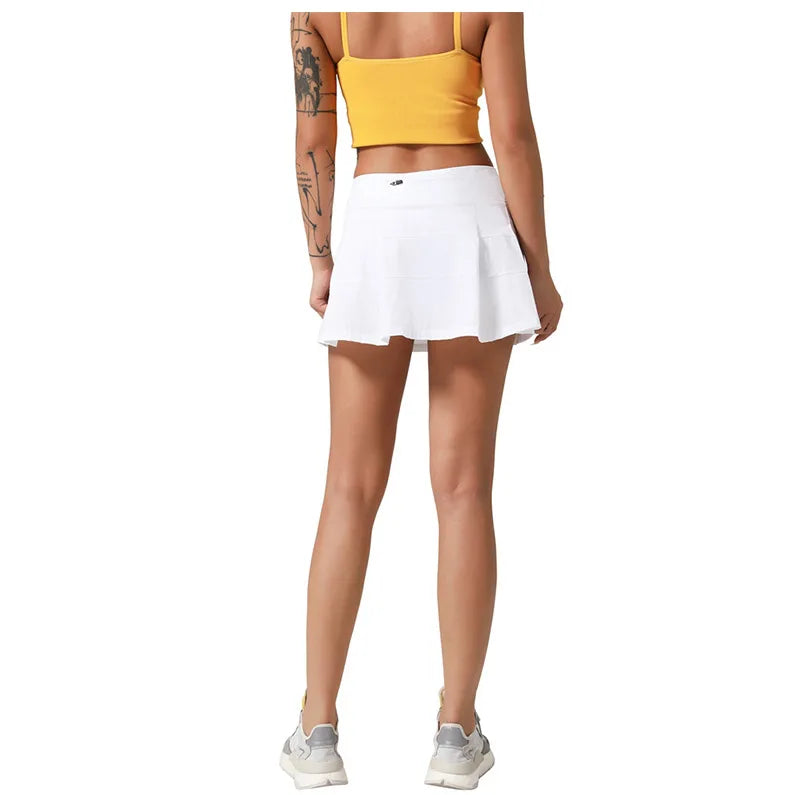 Women's Pleated Tennis Skirt Quick-Drying Anti-Exposure Leisure Joker Sports Golf Yoga Skirt for Female