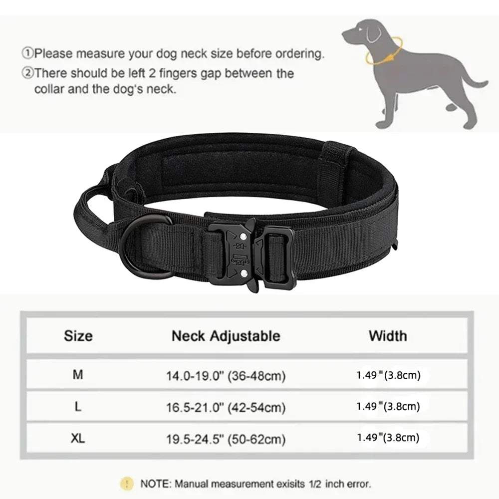 Tactical Dog Collar Training Set Heavy Duty Outdoor AntiPull Leash Metal Buckle Collar Reflective Stitching for Medium Large Dog
