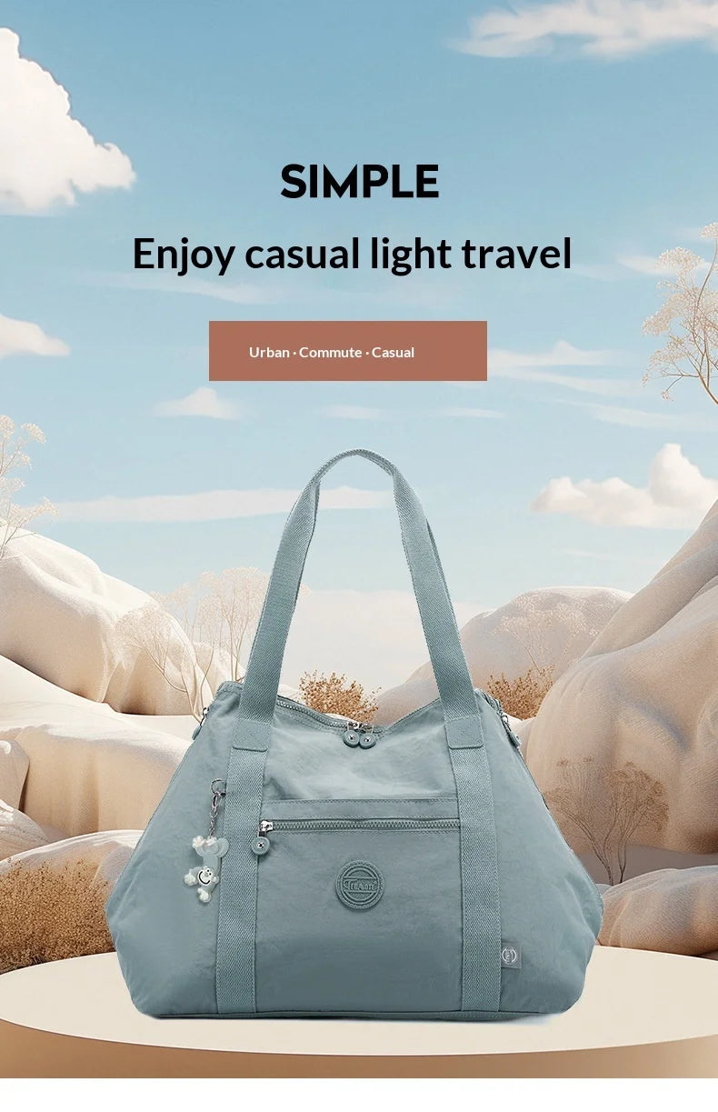 Women Lightweight Large-Capacity Travel Bag Handbags Female Nylon Shoulder Beach Bag Girl Top-handle Casual Tote Purse