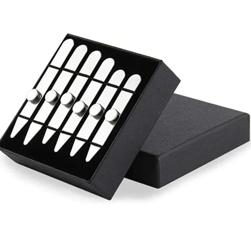 [6Pcs] Stainless Steel Collar Stiffeners with 6 Magnets, Magnetic Collar Stays Metal Shirt Collar Stiffeners with Box for Men