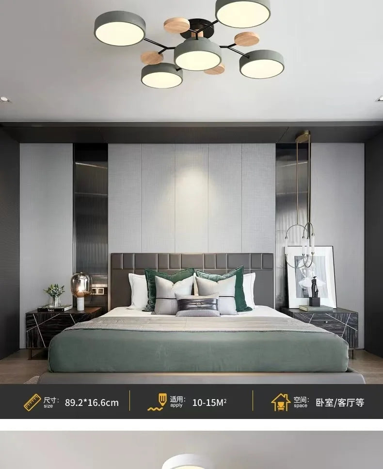 Retro Nordic Minimalist Four Head Six Head Restaurant Lighting Living Room Bedroom Lighting Room Ceiling Light Cross border