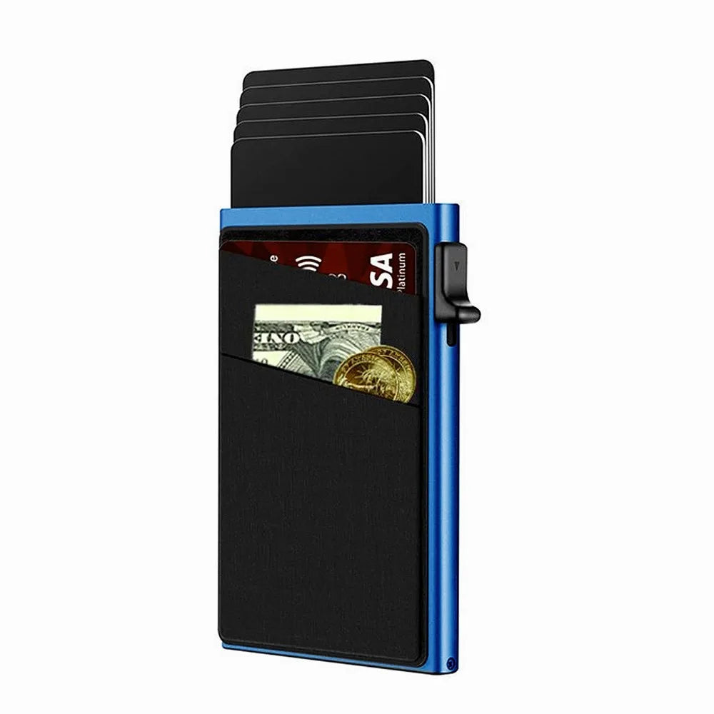 Automatic RFID Anti-Theft Card Holder Screw Reinforcement Metal Box Bottom Men's Card Box Aluminum Alloy Material RFID Blocking