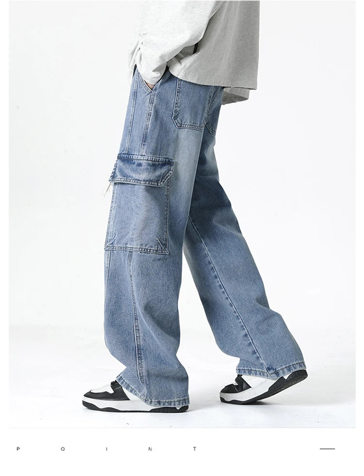 2025 Spring and Summer Men's Jeans Comfortable Versatile Workwear Military Straight Jeans Men's Fashion Trend Classic Style