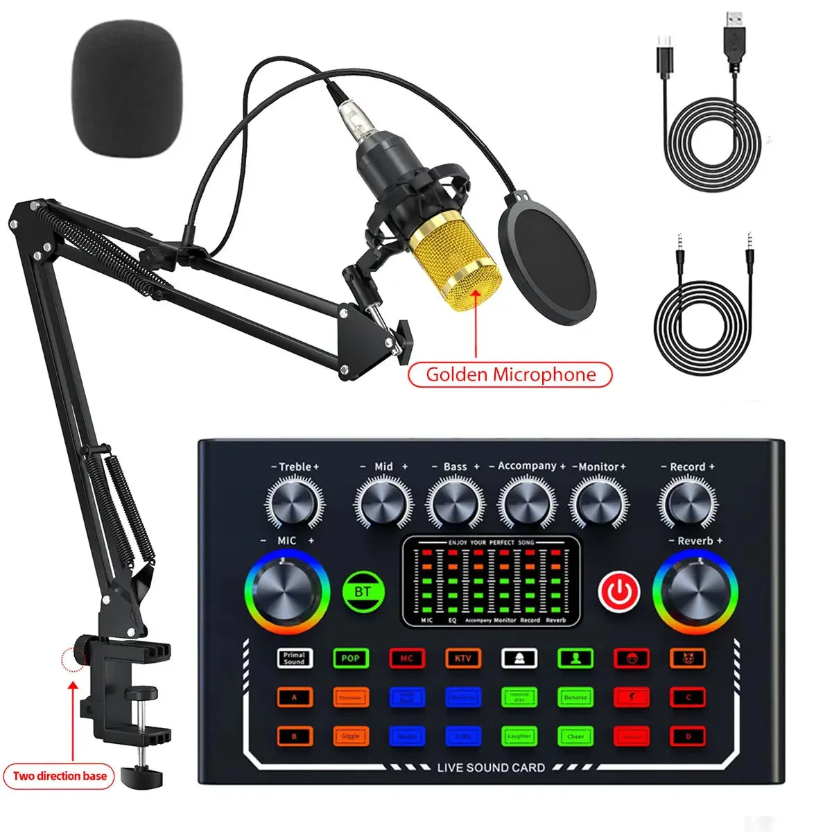 F009 Live Sound Card Podcast Equipment With BM-800 Microphone Live Broadcast Set For Audio Recording Youtube Live Streaming