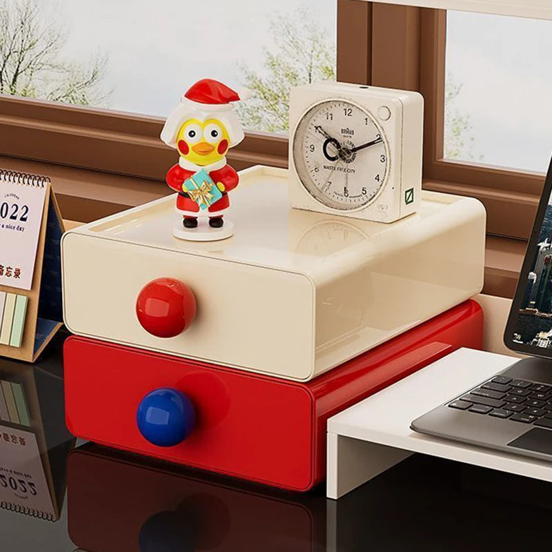 Dopamine Desk Organizer Drawer Box Desktop Stackable Dust-proof Storage Drawers Large Capacity Stationery Cosmetic Storage Box