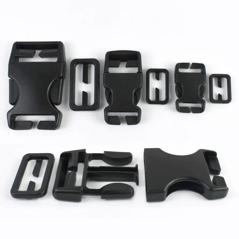 2-10Sets 20/25/38mm Dog Collar Repair Accessories Backpack Plastic Carabiner Clips Side Release Buckles Belt Adjust Sliders Hook