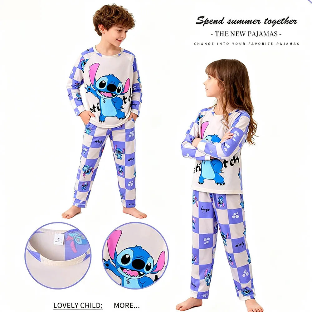 Kids Stitch Pajamas 2pcs/set for Boys Girls Home Wear Kids Casual Sleepwear Long Sleeve Pajamas Bottoms Suit Cute Gifts