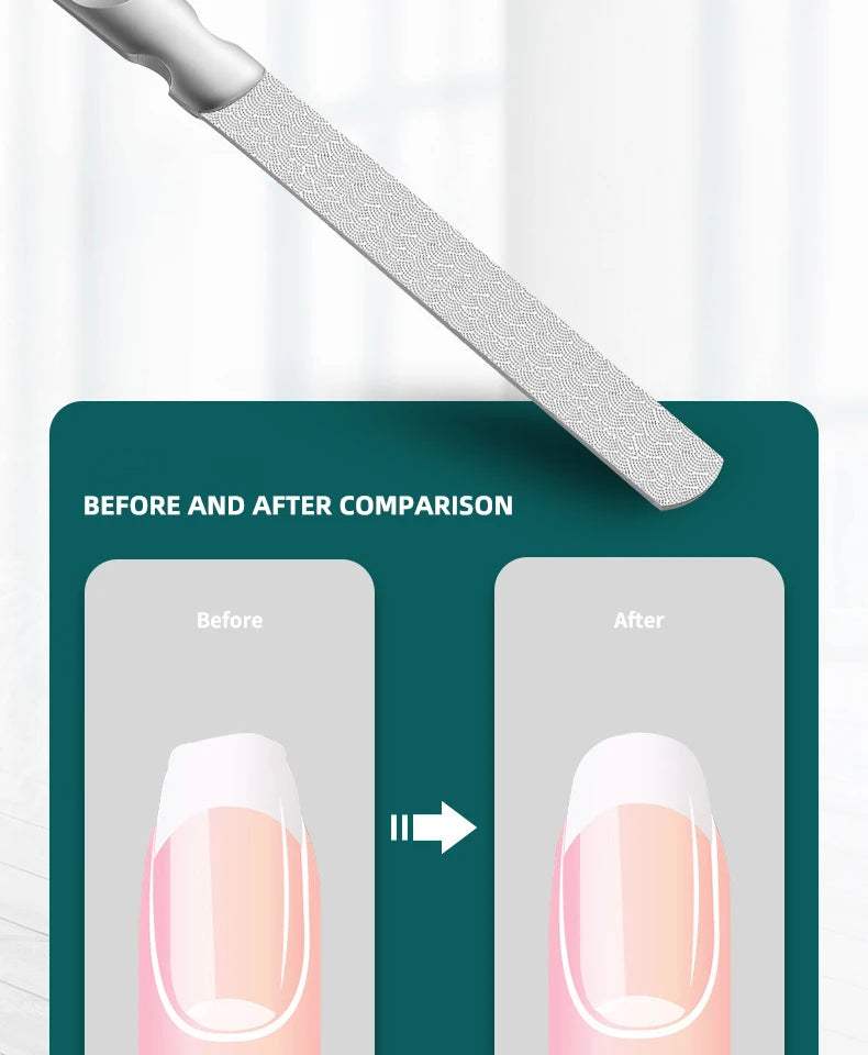 1Pcs Stainless Steel Nail Files High-Quality Double SidedManicure Pedicure Grooming For Professional Finger Toe Nail Care Tools