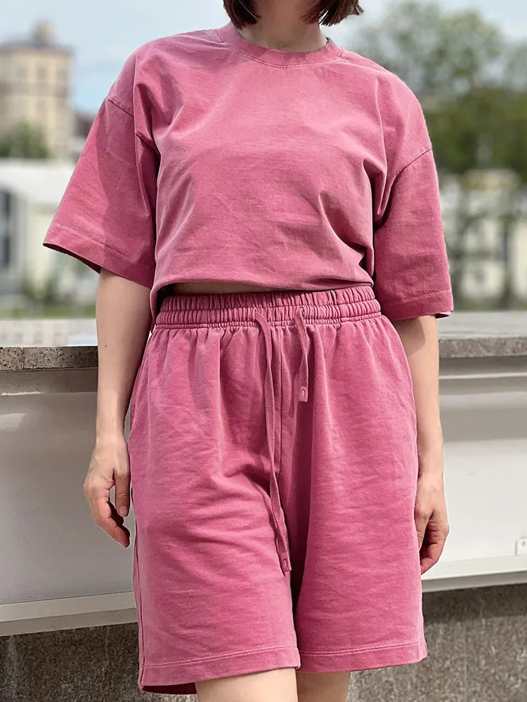MiuKoMiYa Summer Loose T Shirts Women Basic Cotton Wahsed Short Sleeve Tees Oversized Casual Basic Female T Shirts Streetwear