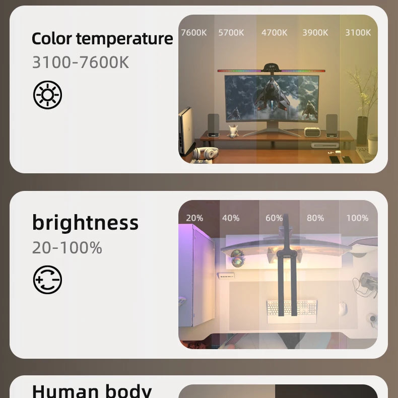 LED Full Spectrum Eye-Caring Architect Desk Lamp with Clamp Flexible Gooseneck 120cm Foldable 4-Head Stepless Dimming Lamp