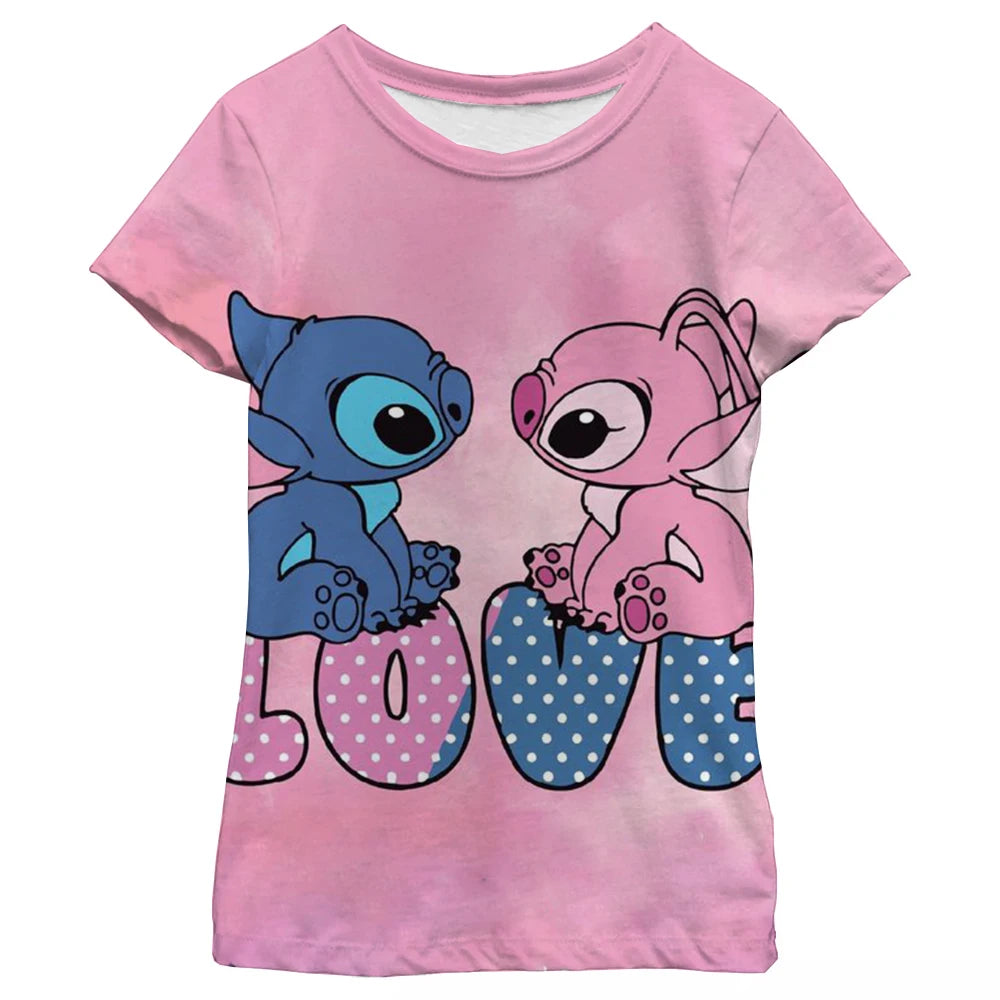 New Kawaii Lilo Stitch Cartoon T Shirt Children Kids Stitch Cute Manga T-shirt Y2k Graphic Tshirt Girl Boy Top Tees Lilo Stich