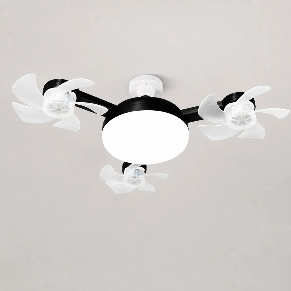 E27 Dimmable LED Socket Drone Fan Light with RC & Extension Rod 2 In 1 Hanging Fans 3-Speed for Bedroom Kitchen Working Space