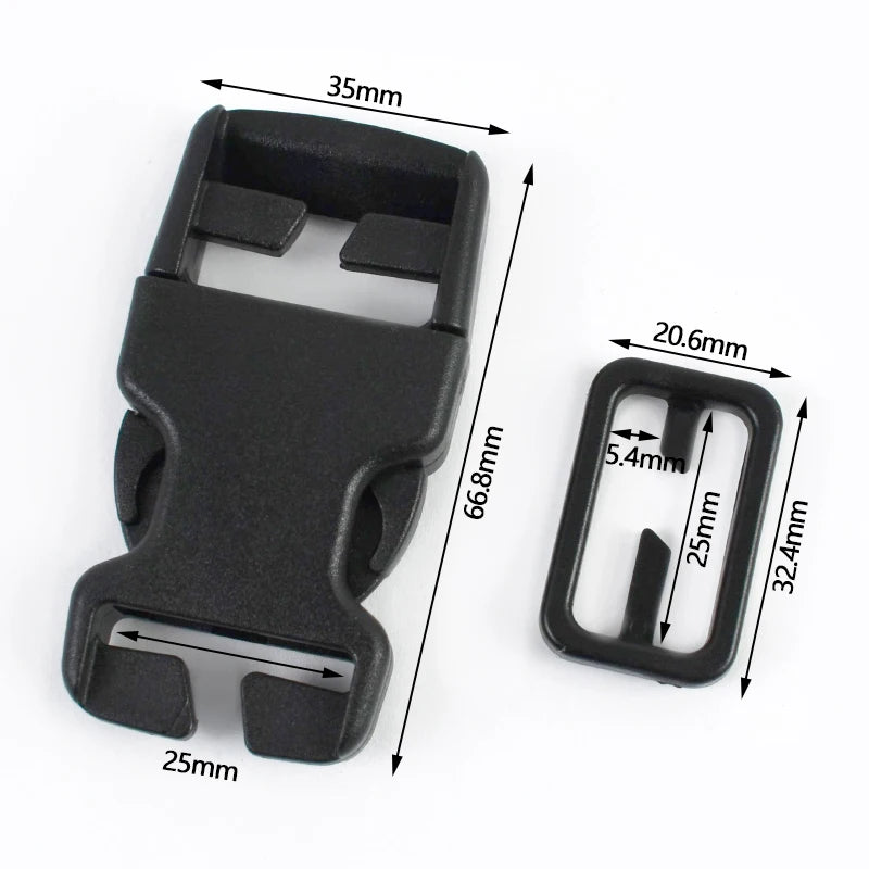 2-10Sets 20/25/38mm Dog Collar Repair Accessories Backpack Plastic Carabiner Clips Side Release Buckles Belt Adjust Sliders Hook