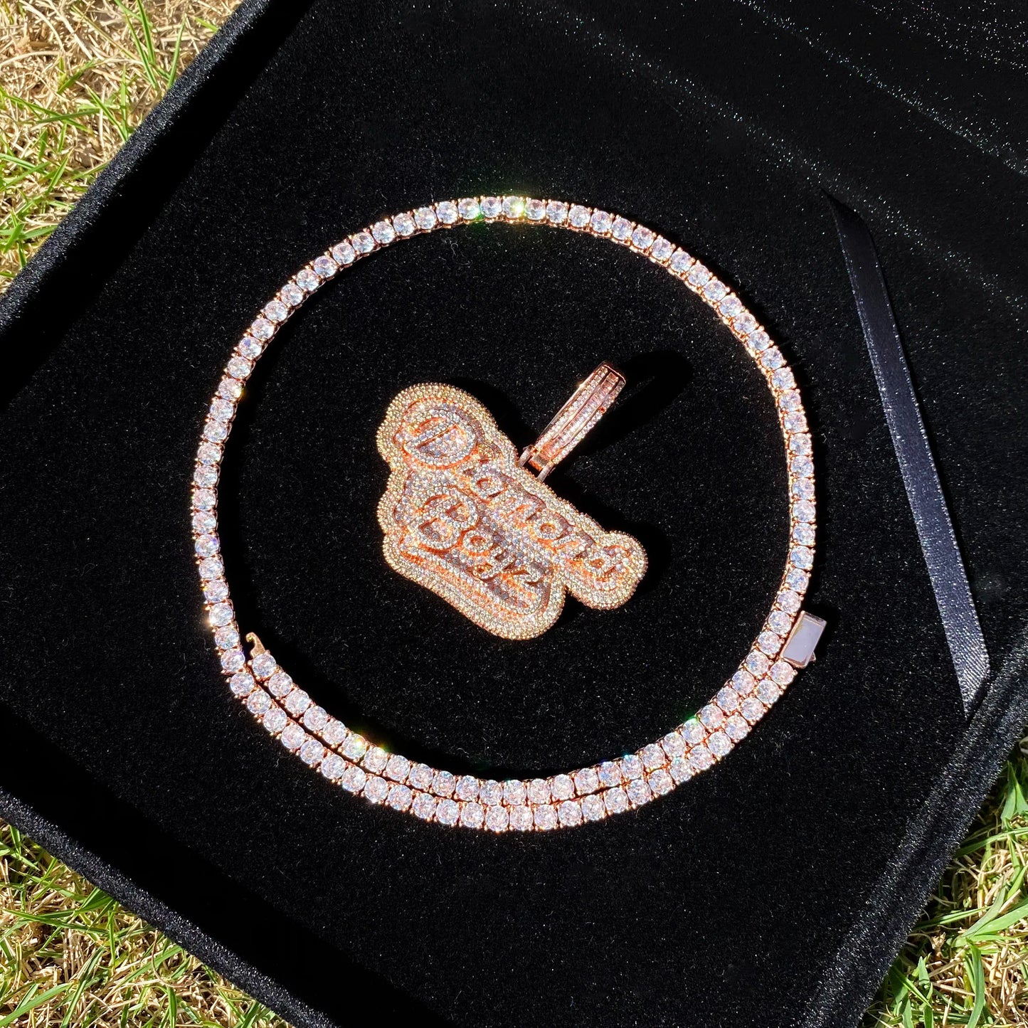 Aokaishen Iced Out Diamond Boyz Necklace Pendant for Men Real Gold Plated Cubic Zirconia Hip Hop Jewelry