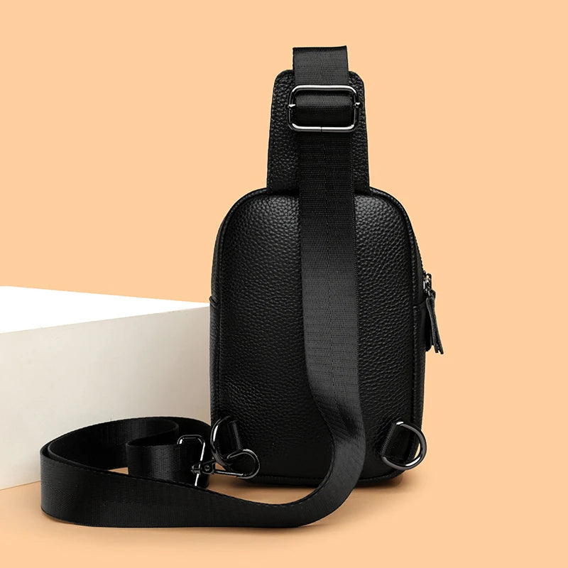 Luxury Genuine Leather Men's Chest Pack Shoulder Bags Fashion Messenger Sling bag Brand Travel Bags Crossbody Unisex Sac Wallet