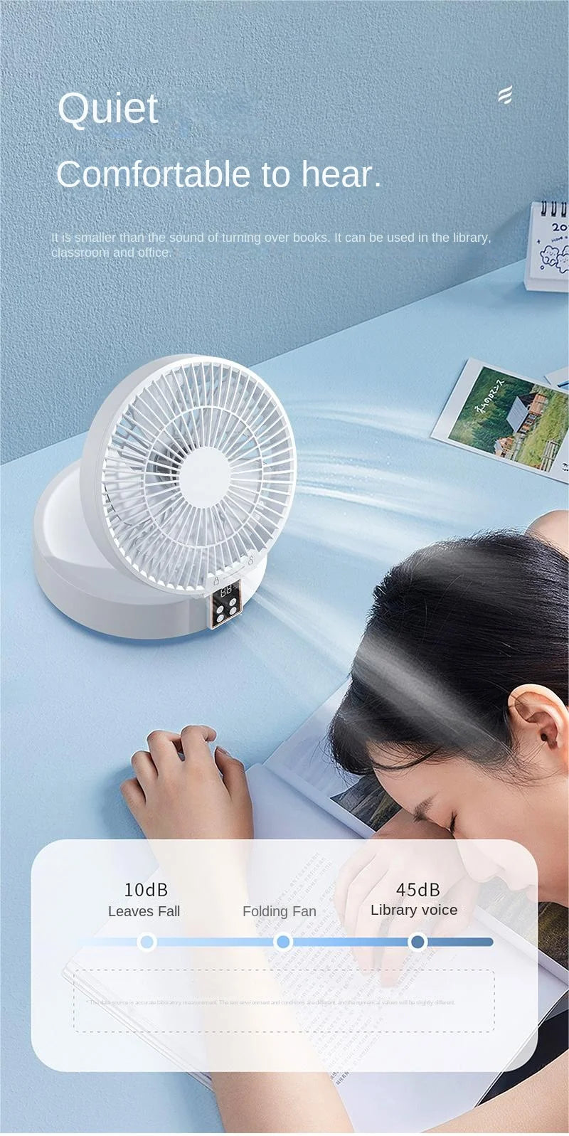 2023 New Fan With Remote Control Portable Wall-hanging Rechargeable Usb Electric Folding Fan Nightlight Air Cooler Household
