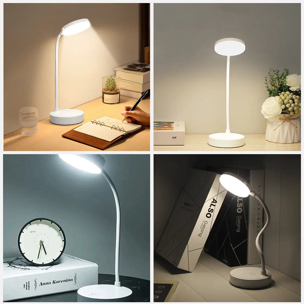 Dual Head Clip Table Lamp LED Rechargeable Eye Protection Desk Lamp Flexible Dimmable Night Lamp For Children Study Kids Reading