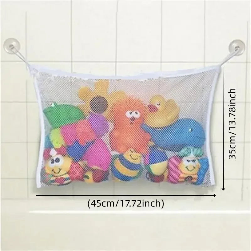 Baby Shower Bath Toys White Baby Kids Toy Storage Mesh with Strong Suction Cups Toy Bag Net Bathroom Organizer for Kids Toddlers