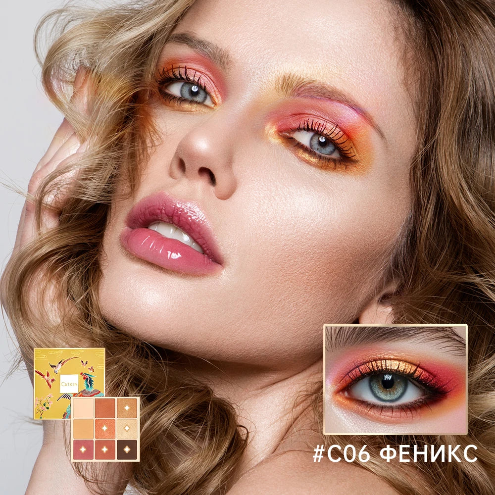CATKIN Dreamworld Eyeshadow Palette Makeup, Matte Shimmer 9 Colors, Highly Pigmented, Creamy Texture Natural Bronze Neutral