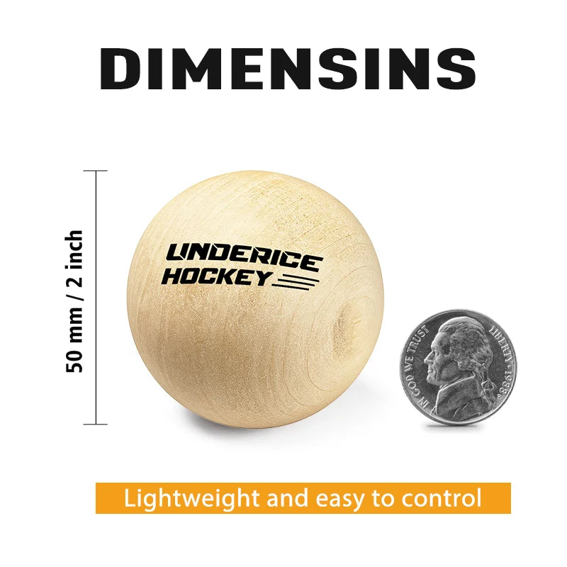 6pcs Ice Hockey Wood Ball 50mm Hardwood No-Bounce Floorball Training Equipment Team Hockey Professional Training Ball