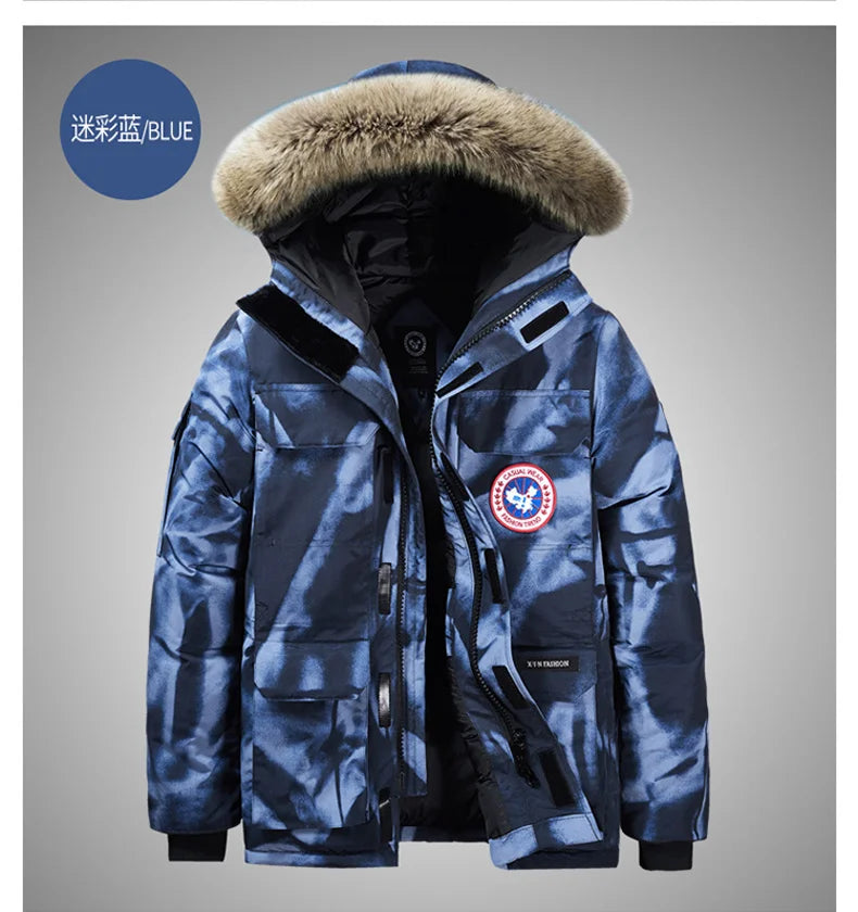 -30 C FIT Plus Thick Velvet Down & Parka coat 6XL 7XL 8XL  winter jacket men waterproof windproof chaquetas hombre