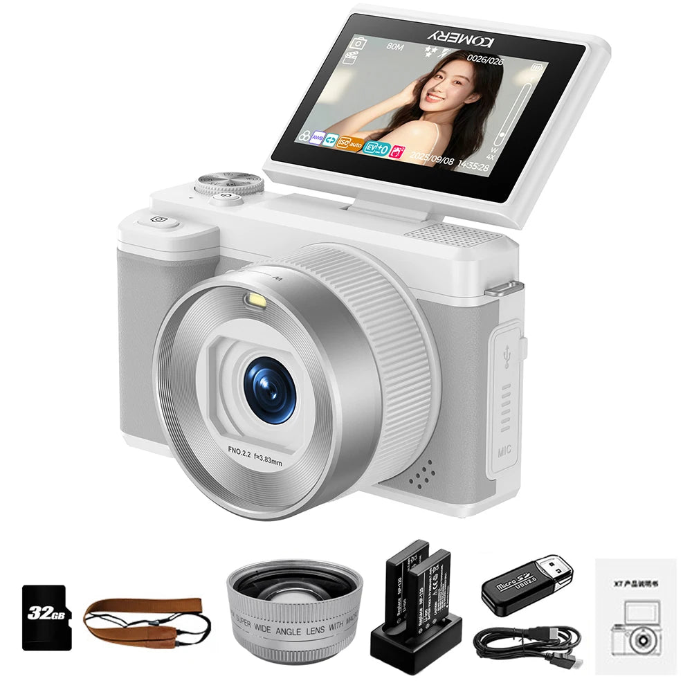5K Digital Camera Auto Focus 80MP Vlogging Camera for YouTube and Anti-Shake Video Camera with Flash Dual Lens Selfile Camcorder