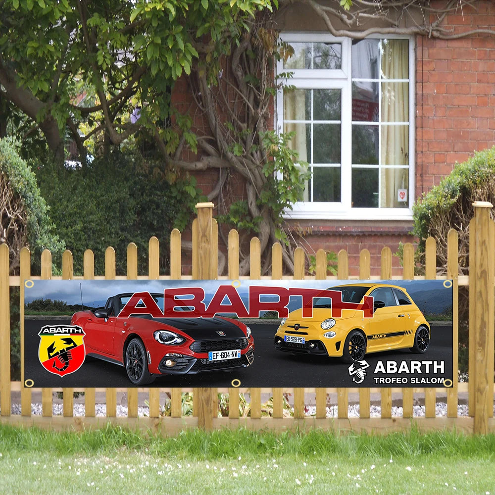 60X240cm Abarth Car logo Banner Flag Polyester Printed Garage or Outdoor Decoration Tapestry