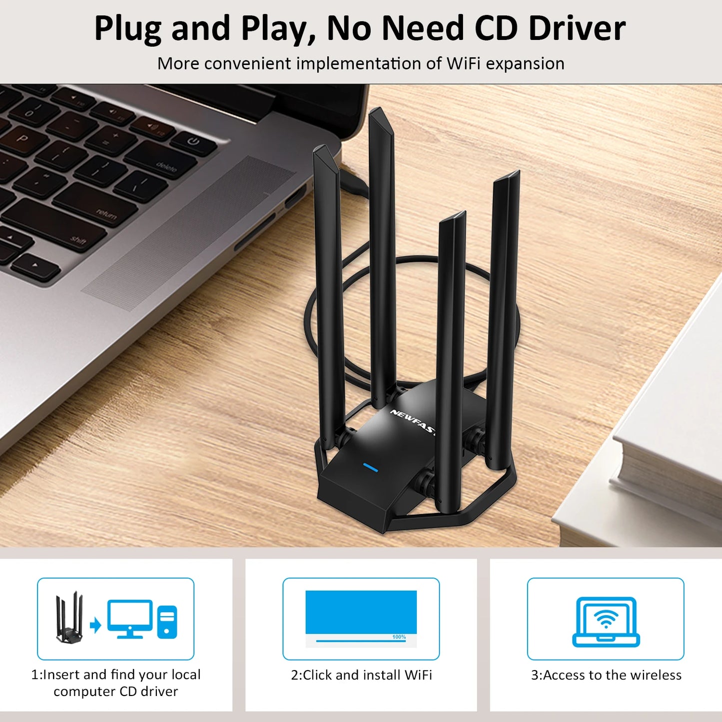 Comfast Wifi USB Adapter Dual Band 2.4G&5Ghz Wireless WiFi Receiver Transmitter USB3.0 Dongle Network Card For Win XP/7/8/10/11