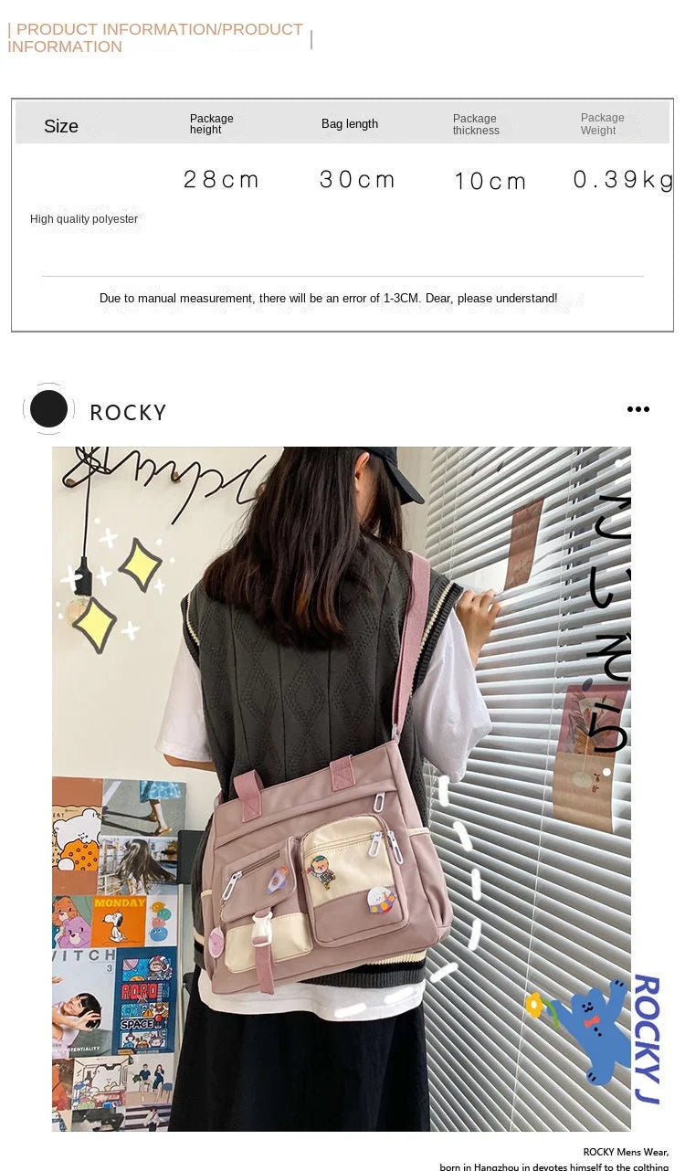 Canvas Handbags Messenger Bags for Women Waterproof Nylon Tote Shoulder Bag Oxford Ladies Handbag Crossbody Bag Girl Satchels