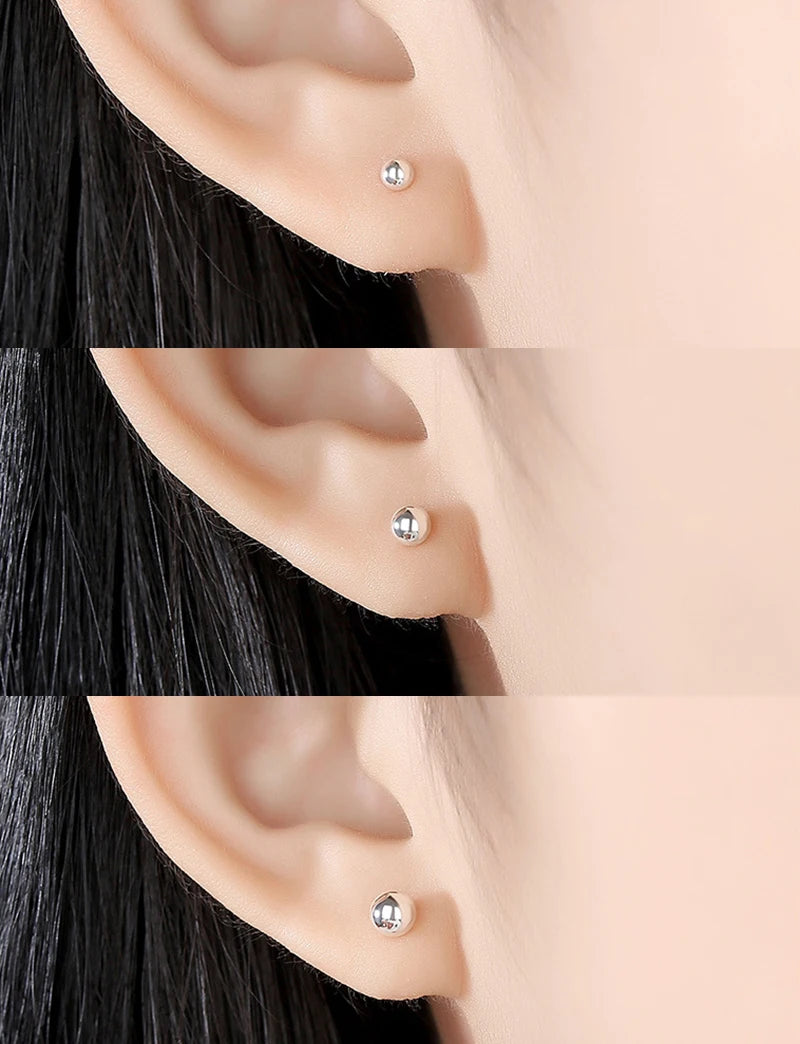 Real 925 Stelring Silver Jewelry Beads Stud Earrings For Women Fashion New XY0277