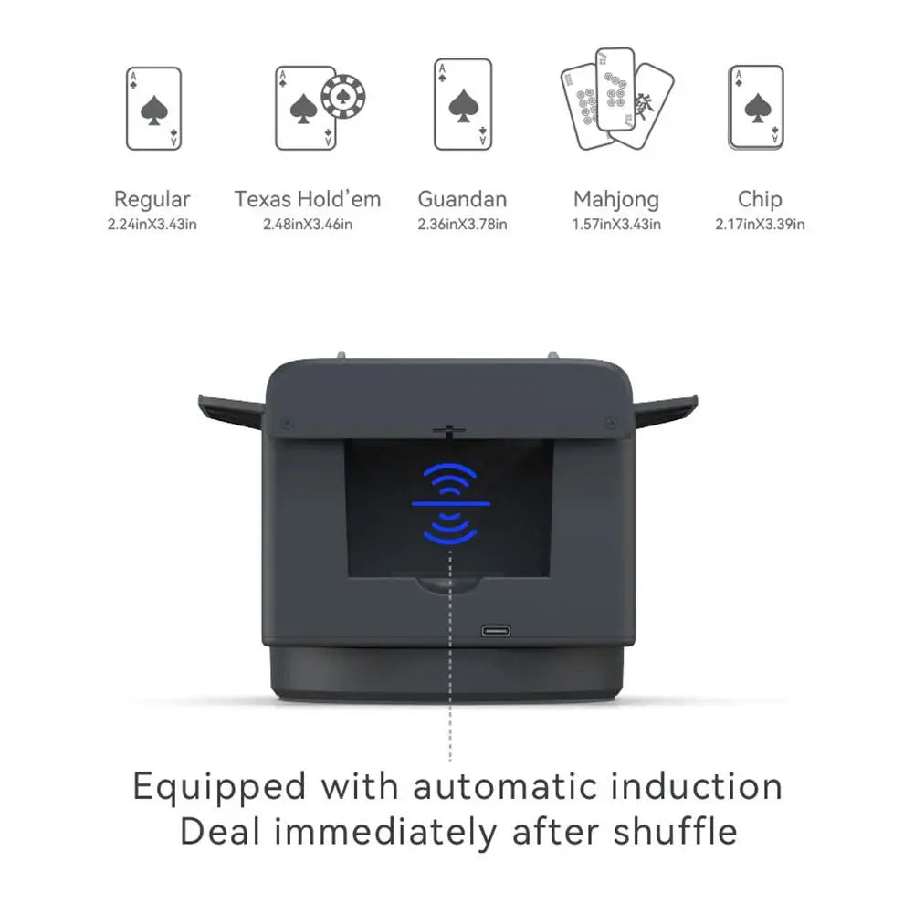 Automatic Card Dealer Machine 360° Rotating Card Shuffler Dealer 5200mAh USB Rechargeable Casino Playing Card for Texas Hold'em