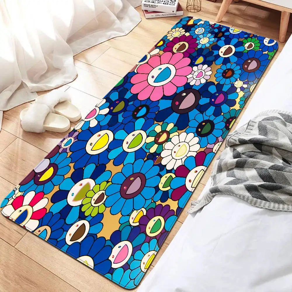 Flower T-Takashi Art M-Murakami Entrance Door Mat Nordic Style Home Doormat Bathroom-Toilet Mats Bedroom Hotel Decor Mat