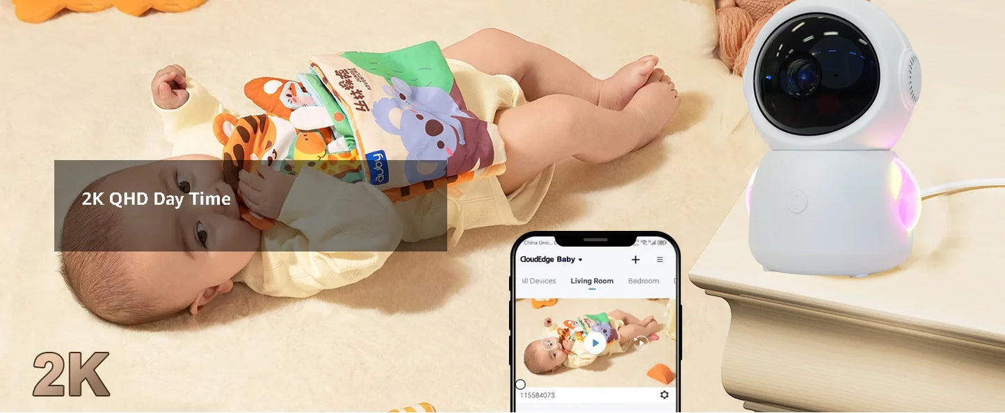 2K Baby Monitor Surveillance Camera Dual-frequency Crying Machine Indoor Safety Protection Remote Monitoring Voice Intercom