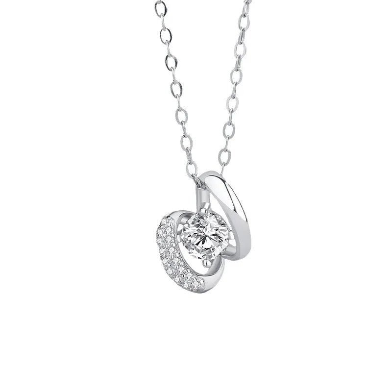 5mm Moissanite Pendant Necklace D VVS1 Moissanite with GRA Sterling Silver Plated 18K White Gold Waterproof Necklace for Women