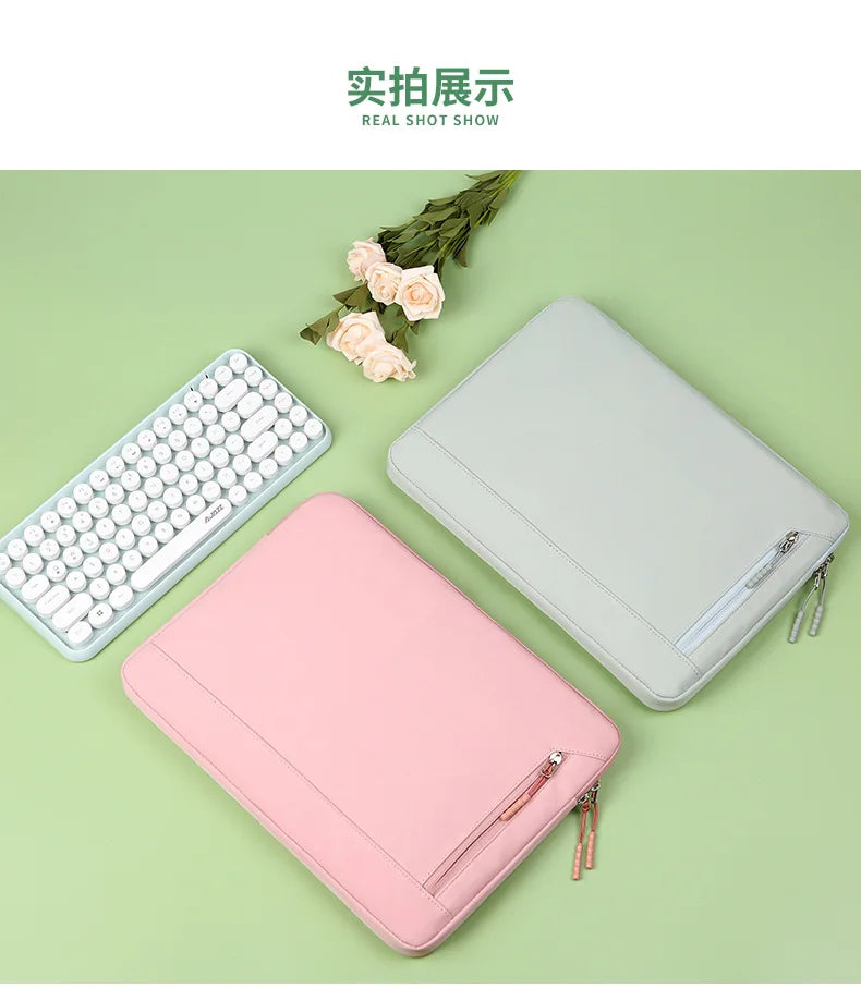 Solid Color Retro Style Business Laptop Bag for MacBook Air Pro 13 15 13.3 14 15.6 Inch Notebook Simple Fashion Computer Case