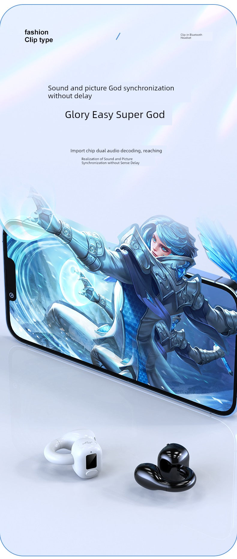 Non-Entry Ear Clip Bluetooth Headset Mini Running Painless Driving Rider Take-out Sports Single and Double Ear Hanging Long Standby