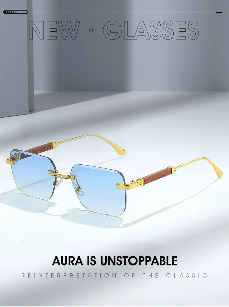 Rimless Sunglasses Rectangle Fashion Popular Women Men Shades New Square Sun Glasses For Female Male Summer Traveling Oculos