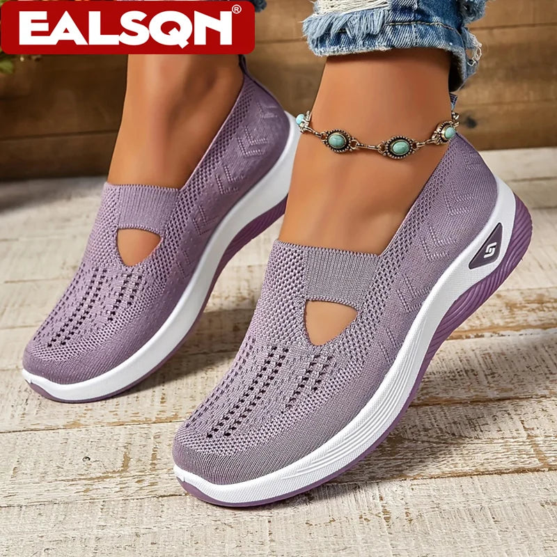 Women's Sneakers Breathable Slip on Walking Shoes Mesh Low Top Ladies Vulcanized shoes Soft Sole Lightweight Casual Shoes
