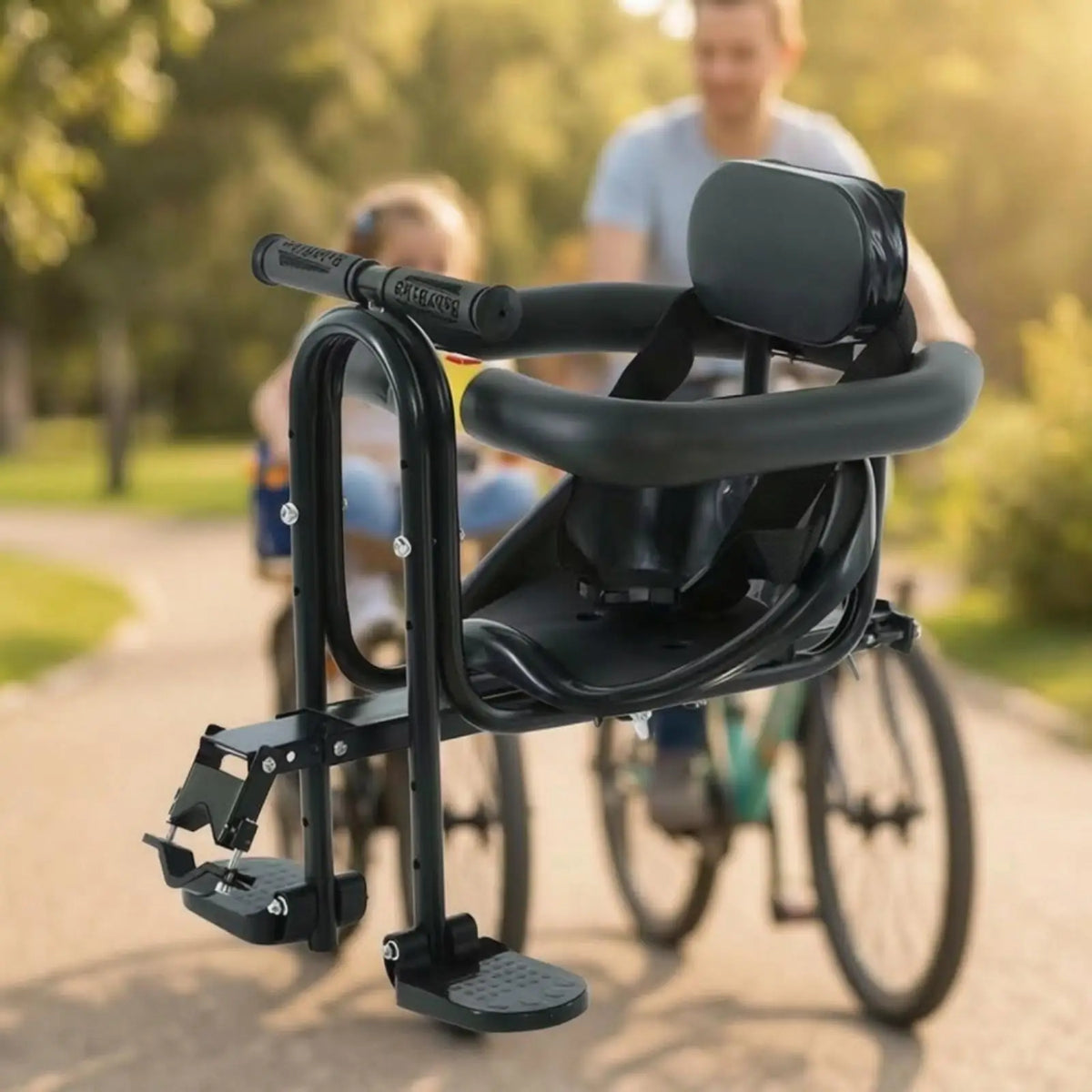Rear-Mounted Child Carrier Seat Child Cycle Seat with Harness Secure for Young Children, Parents, Family Rides, Outdoor Biking