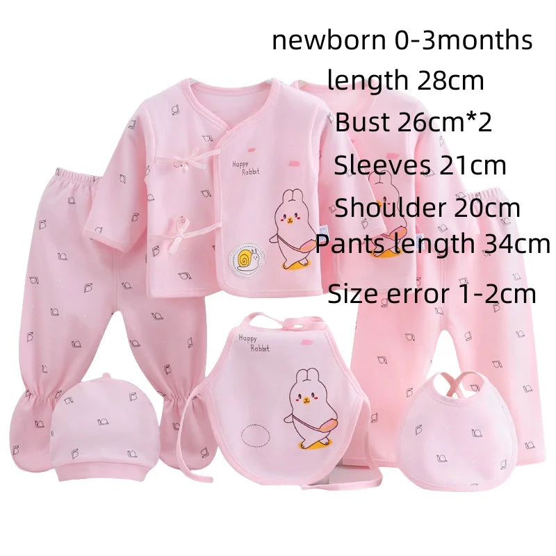 Baby Girls Clothes for Newborn 100% Cotton Tops and Hat and Bibs and Pants Set 0 to 3 Months