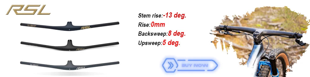 MTB Carbon Handlebar For RSL,Stem Rise 0°, Stem Length 35/45/55, Clamping 28.6mm Rise 27.5mm Width 760mm Mountain Bike Part